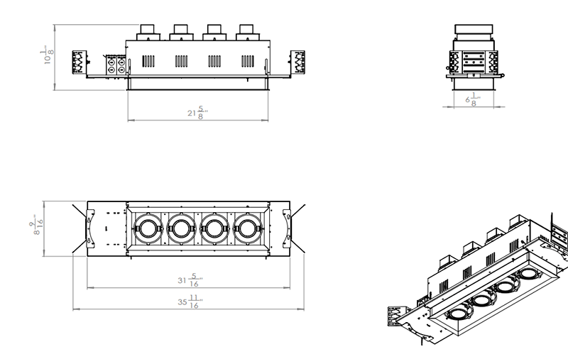 Commercial LED Recessed Multiple Downlight 4 lights Villa Lighting - Image 3