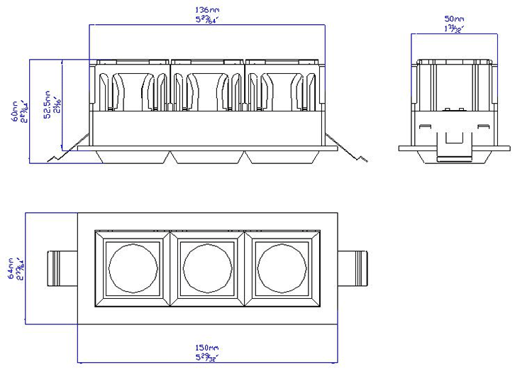 Pressable Trimless Miniature Multiple LED Recessed Downlight with 3 Heads - Image 4