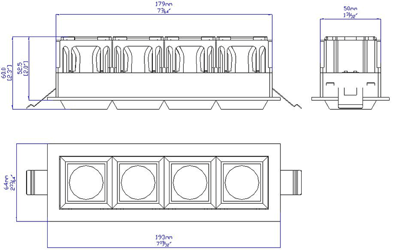 Pressable Trimless Miniature Multiple LED Recessed Downlight with 4 Heads - Image 4