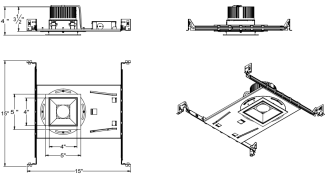 Lighting Project 4" New Construction Square Commercial Trimmed or Trimless LED Recessed Downlight - Image 7