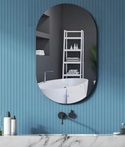 Oval bathroom mirror