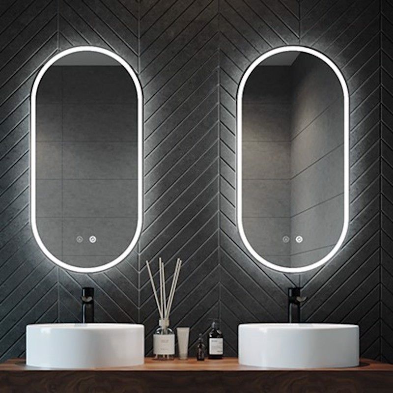 Oval Backlit Bathroom Mirror Ideas for Hotel bathroom lighting project - Image 2