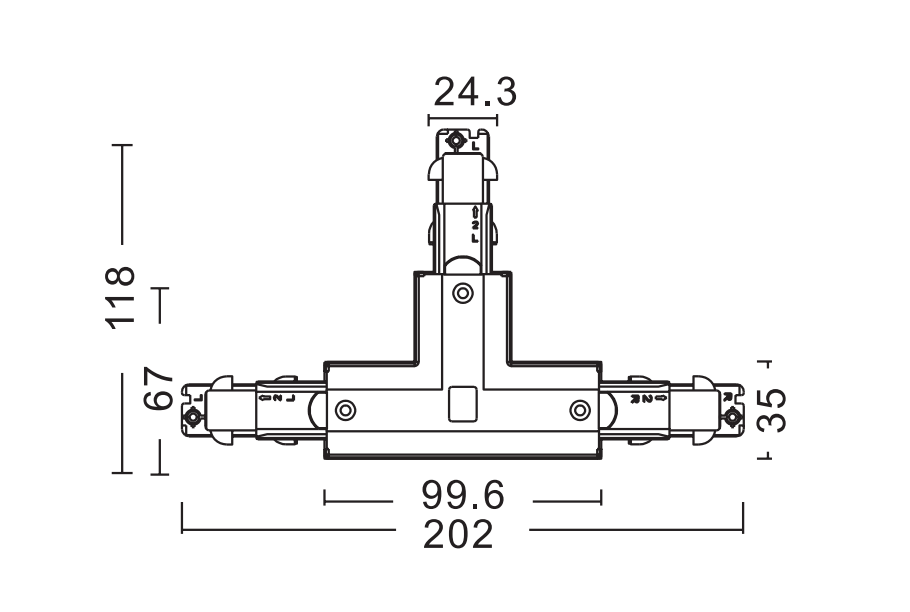 6 Line T-Connector Track Light Accessories K664 - Image 2